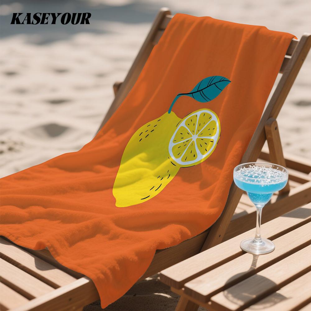 Minimalist Lemon Orange Compact Travel Beach Towel Super Absorbent Sand Resistant, Microfiber for Swimming Camping Yoga