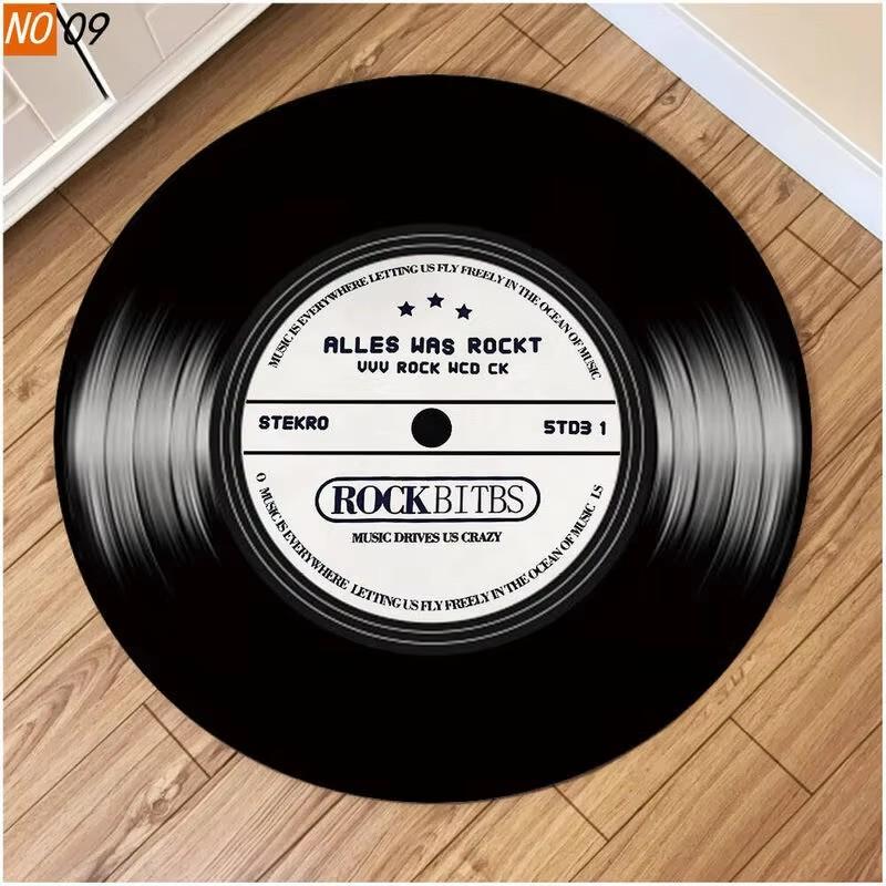 CD Musical Round Carpet Living Room Decoration Teenager Mat Anti Slip Chair Cushion Round Rugs for Bedroom Music Design Rug