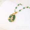 Smaragdkette Damen Retro Hofstil Edles Temperament Geometrischer Anhänger Accessoires