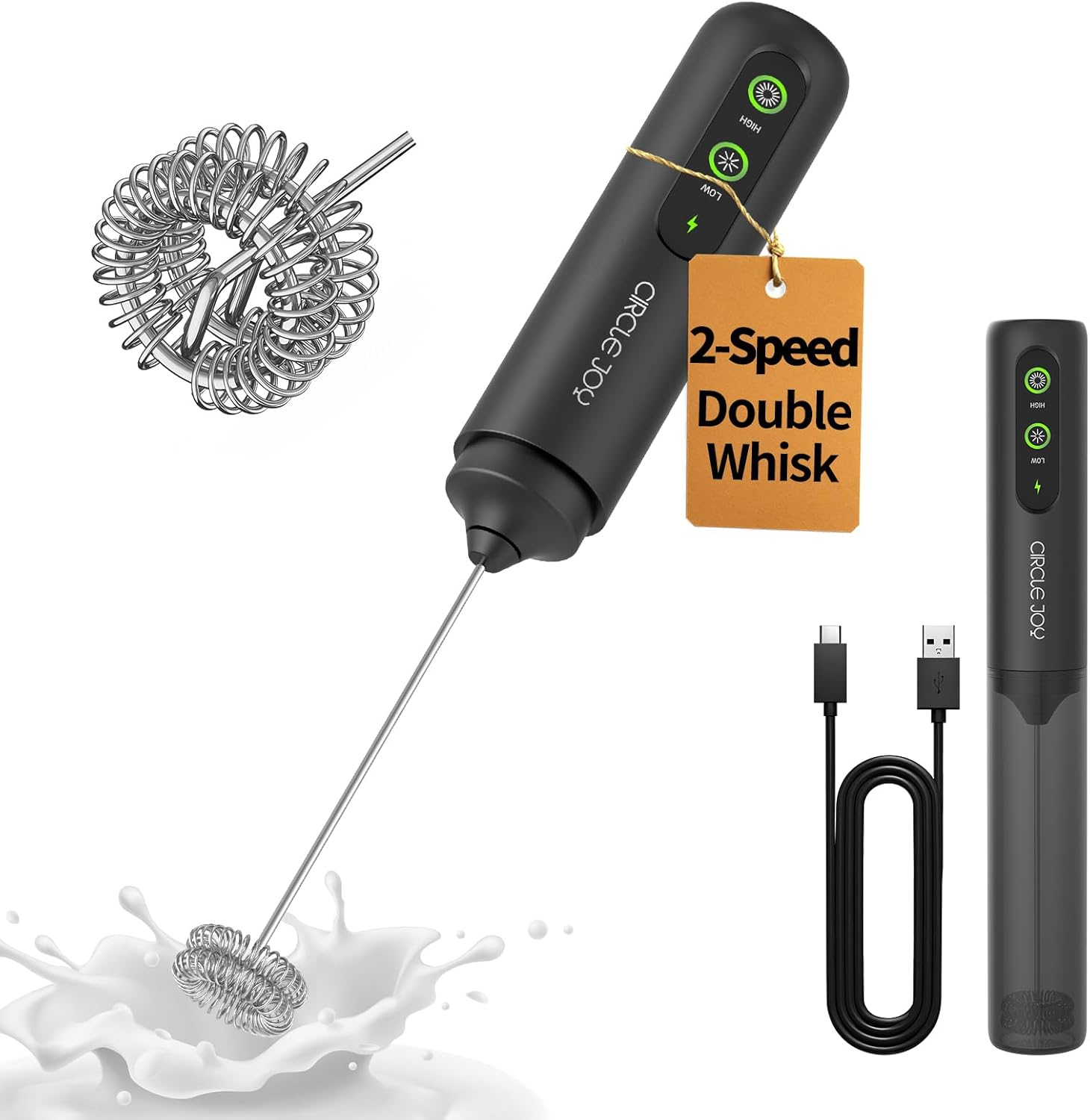 Rechargeable Milk Dual Coil Whisk Head Electric Coffee Portable Hand Wand D United States