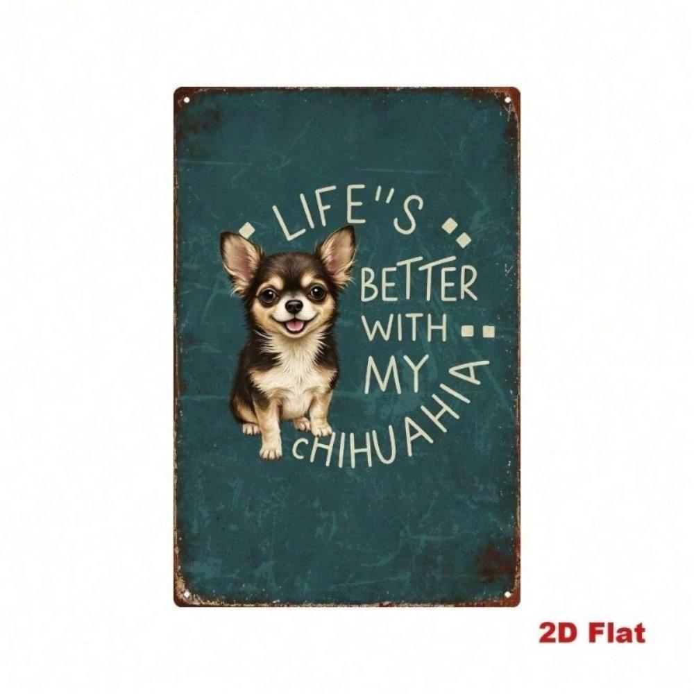 Vintage Metal Sign Chihuahua Retro Wall Decor Home Decoration