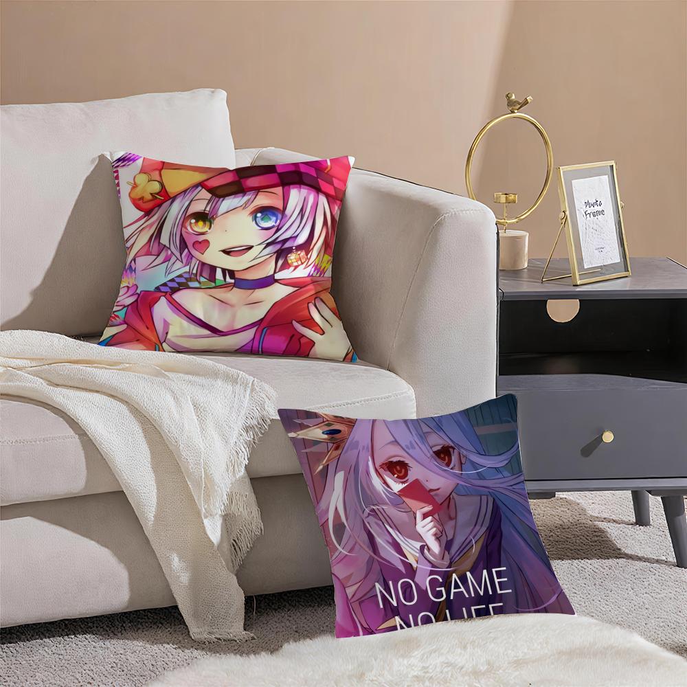 Anime NNo Game No Life Anime Cushion Cover Pillowcase Short Plush Invisible zipper Room Sofa Cushion Cover