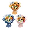 Graduation Crochet Flower Bouquet Handmade Knitted Artificial Sunflower Puff Flower Bear Graduation Gifts for Grad Party Favors