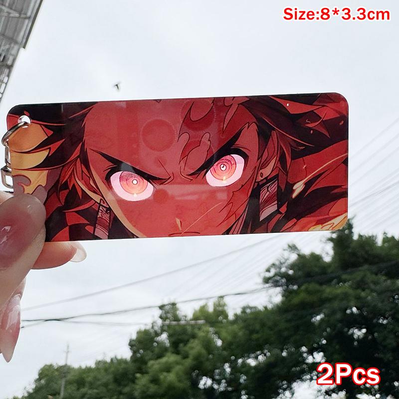 2/9 Pièces Porte-clés Carte Anime Demon Slayer Décorer Fille Kawaii Acrylique Accessoires Sac à Dos Dessin Animé Produit Dérivé Jouet Portable Cadeau