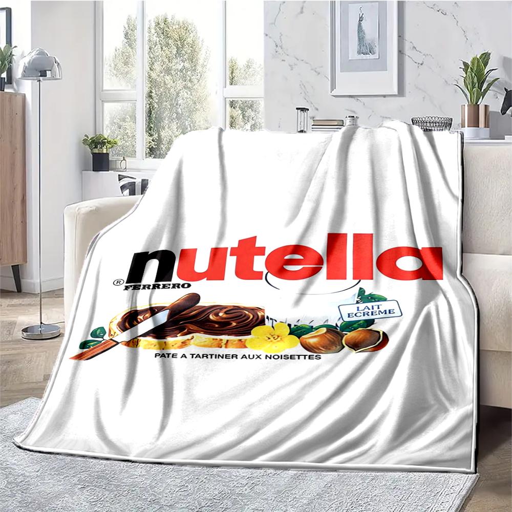 Coperta stampata a tema Nutella - Perfetta per divano, letto, viaggi e uso all'aperto | Lavabile in lavatrice, accogliente e resistente.