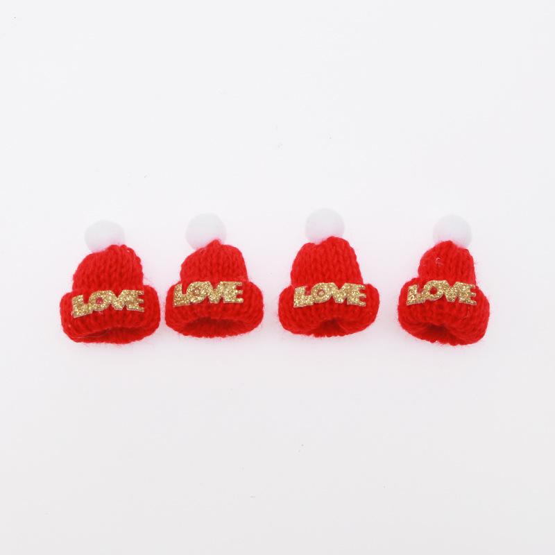 10/20pcs 3.5*4.5cm Mini LOVE Knitted Hat Christmas Decoration Festival Celebration Decor Gift Hat Hairpin Accessories Small Hat