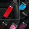 1Pc Universal Car Leather Diamond Rhinestone Seat Belt Cover Breathable Braided Plaid Auto Shoulder Protector Car Accessories