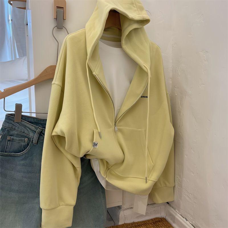 2024 Spring Women's Hooded Cardigan Sweatshirt - Lightweight, Loose Fit, Casual Versatile Top