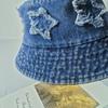 New Five Pointed Star Patch Denim Fisherman Hat For Women, Sweet Retro Street Versatile Bucket Hat