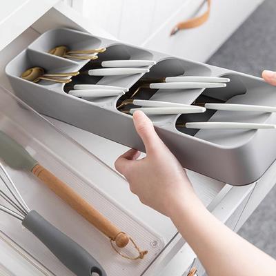 Scatola per posate a 5 scomparti Portaposate con drenaggio Organizzatore per cassetti per utensili da cucina Portaposate per cucchiai coltelli forchette