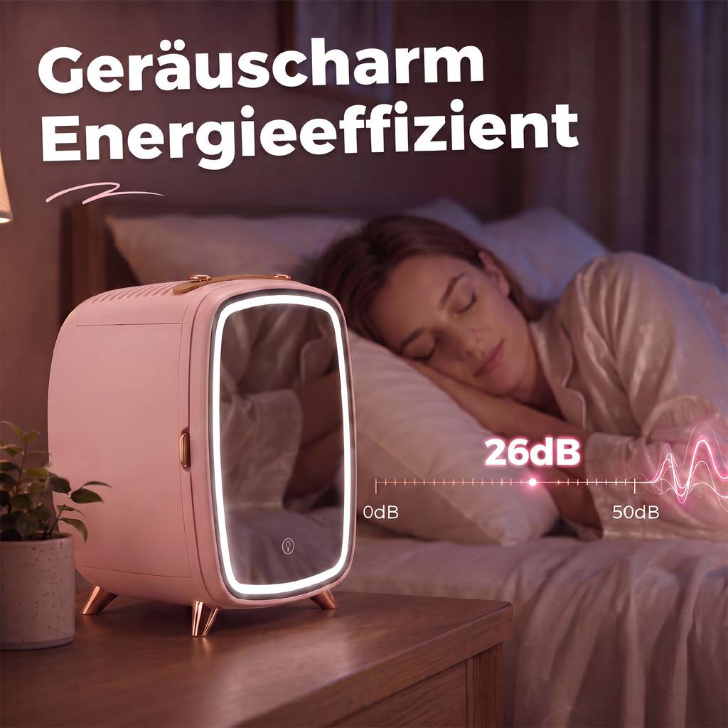 Mini Fridge 6 Liter LED Mirror Cosmetics Fridge Pink