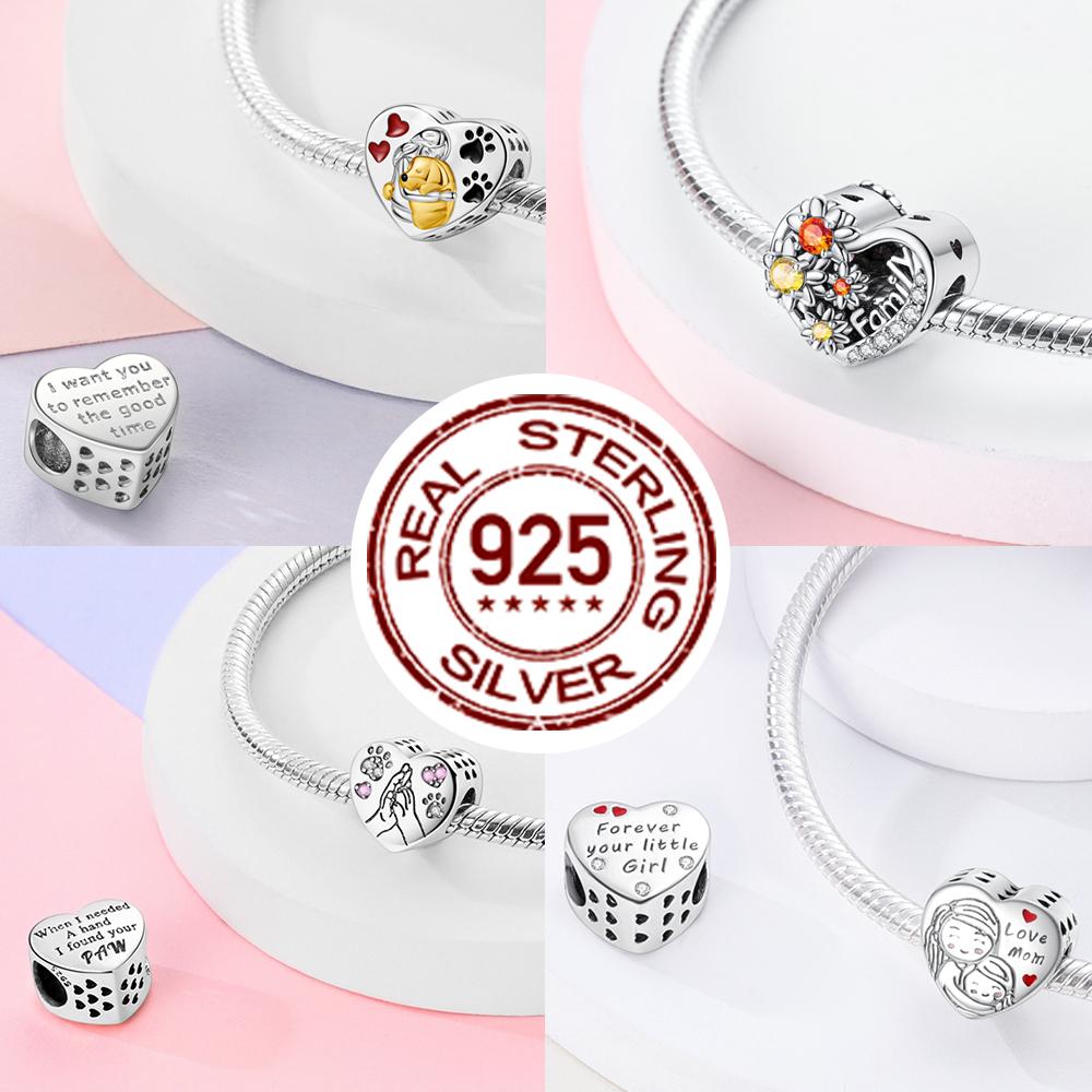 Copper Charms Love Mother Sister Happy Family Pendants Beads Fit Original Bracelet Charm Diy Jewelry Gift For Woman