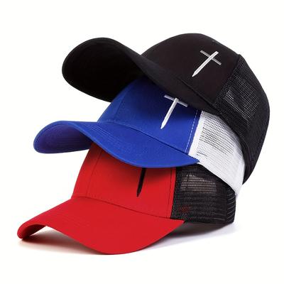 Cappellino da Baseball Estivo Ricamato a Freccia e Croce Rete Traspirante Cappelli Parasole Sportivo all'Aperto Cappellini Hip Hop Cappello Personalizzato Cappellino in Cotone