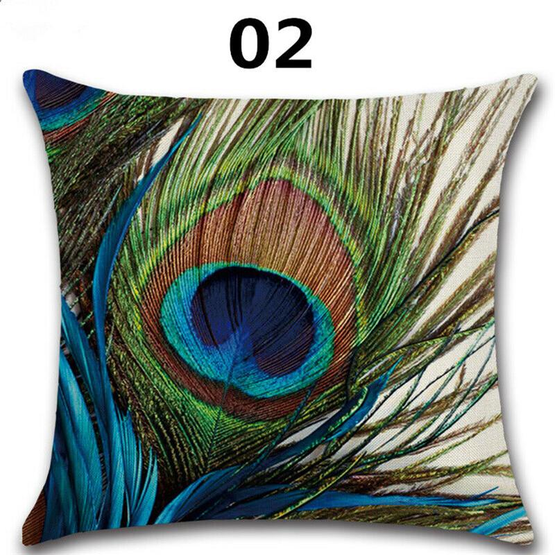 Peacock Feathers Cushion Cover Home Decor Sofa Throw Pillow Case Art 45*45cm Comfortable Pillow Cover Decorative