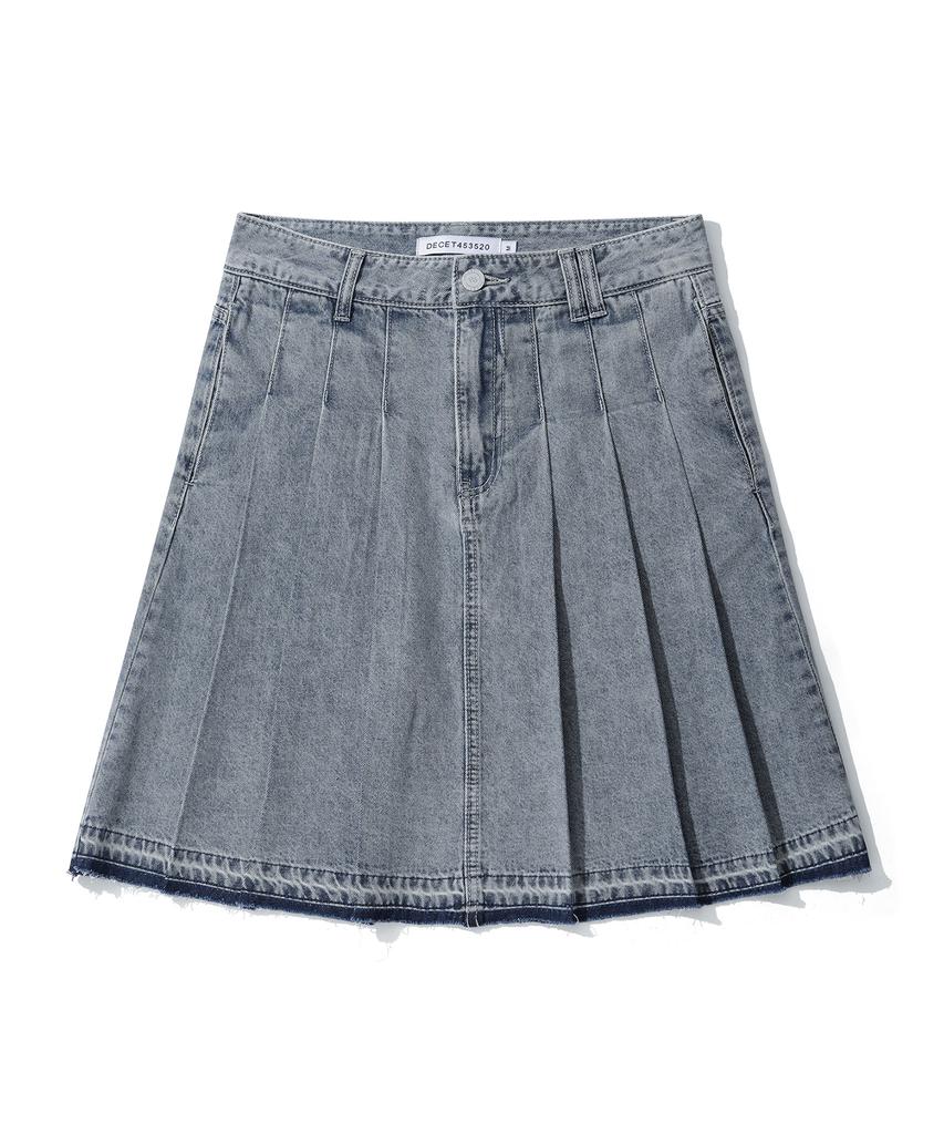 Deketeuumeon Front Pleats Midi Skirt Dcsk008Blue
