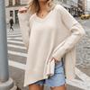 Women's Clothing Plus Size Fashion Knitwear Sweater Sexy Pullover V-neck