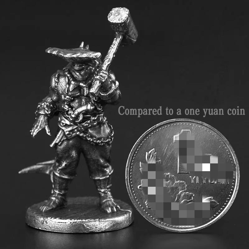 Solid Metal Blood Ocean Shark Warrior Miniature Wargame Figure Unpainted Collectible Gift For Men Car Interior Decoration