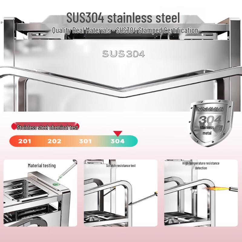 ASD 304 Stainless Steel Kitchen Storage Rack with Chopstick & Cutting Board Holders