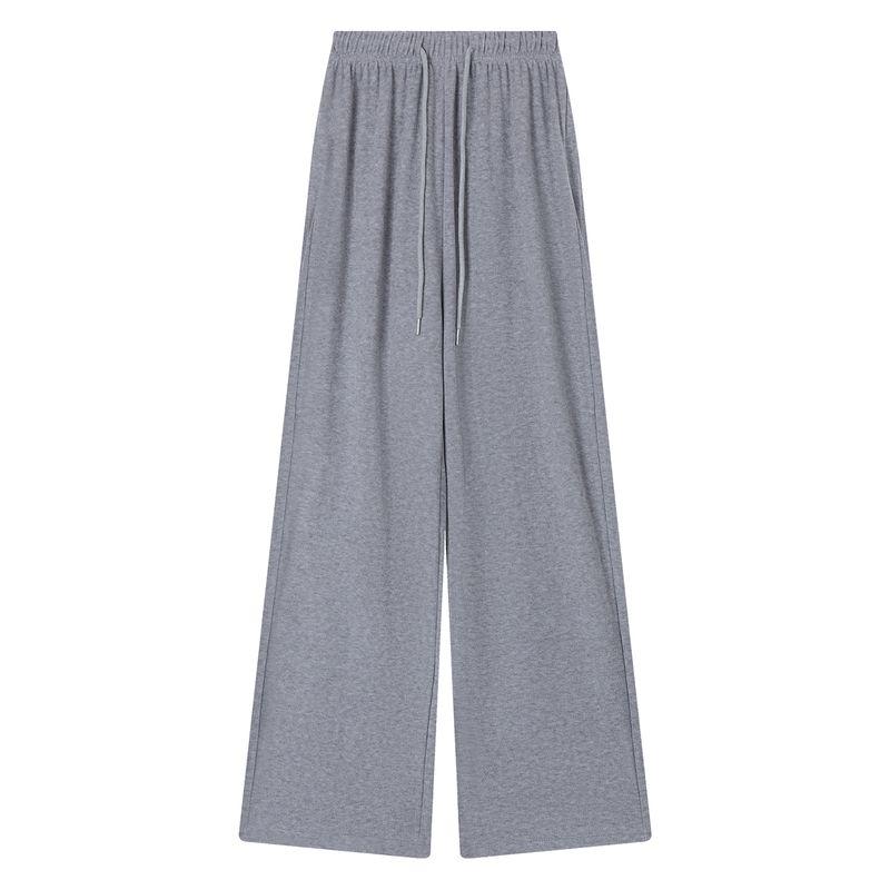 Elastic Waist Idle Style Casual Pants Women's Autumn Loose Gray Straight-Leg Pants Drooping Wide-Leg Pants Mop Pants Length Pants