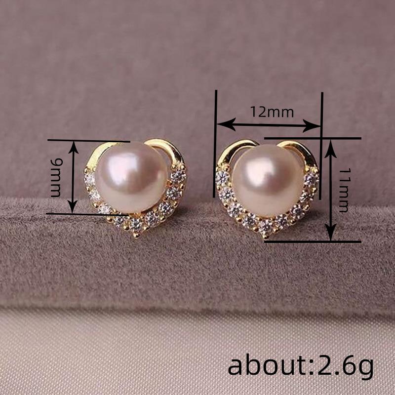 Elegant, Rund, Hochwertiger Funkelnder Zirkon Perlenbesetzter Kopfschmuck mit einem Nischen-Design, Brautohrringe im Ins-Stil Großhandel