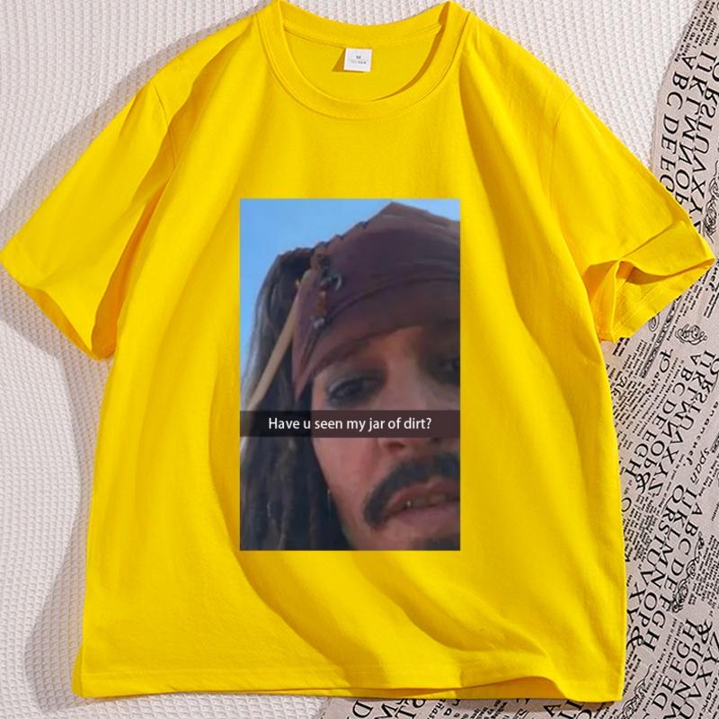 

Funny Captain Jack Sparrow T Shirt Unisex Cotton Short Sleeve Graphic Tees Humorous Round Neck Breathable Loose Tops High Quality 3XL