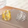Dawapara Swirl Geometric Adjustable Ring Spiral Goddess Symbol Stainless Steel Wedding Band Anniversary Day Gift