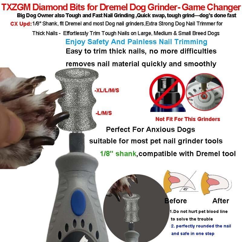 Fit Dremel Dog Nail Grinder Attachment - Diamond Bits & Replacement Heads for 7350 & 7760, Refills Tips for Thick Nails Grooming, Safe Grinding Pets