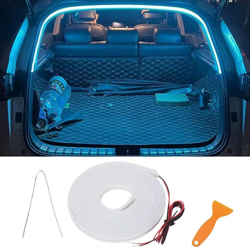 Car high brightness trunk lighting ambient light interior decoration LED wiring free automatic sensing tailgate light strip