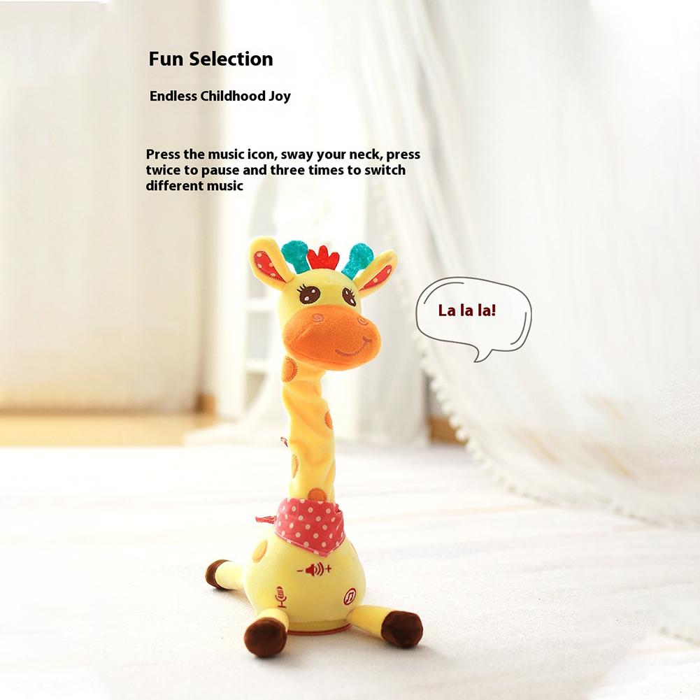 Soft Giraffe Stuffed Toys Repeat What You Say Lovely Swinging Plush Giraffe Dancing Animal Baby Toy for 6 To 12 Months Baby