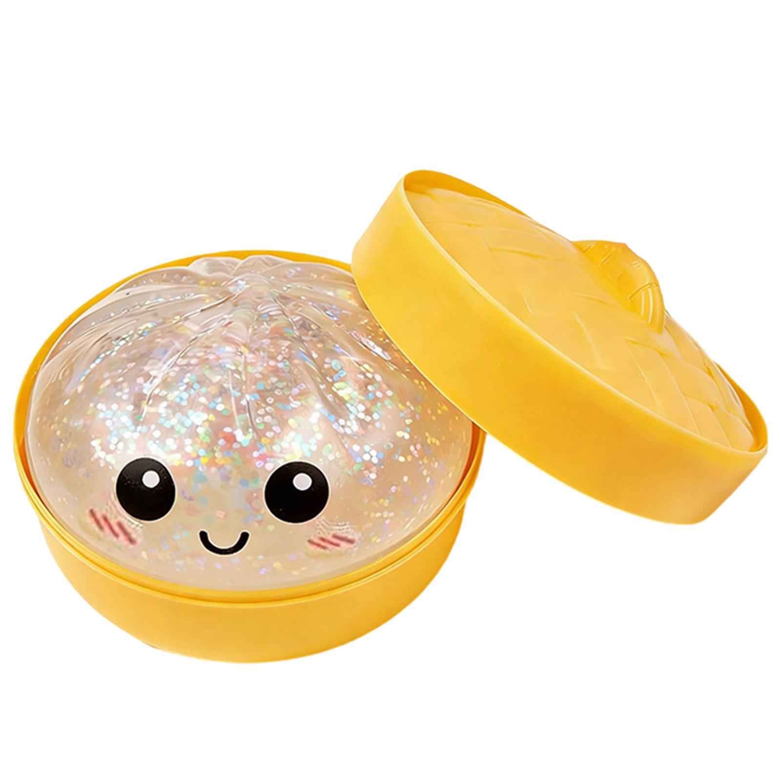 

Glitter Bun with Food Steamer Stretchy Desk Toys Kawaii Soft Dumpling Bun Simulation Fidget Toy for Adults and Kids білий