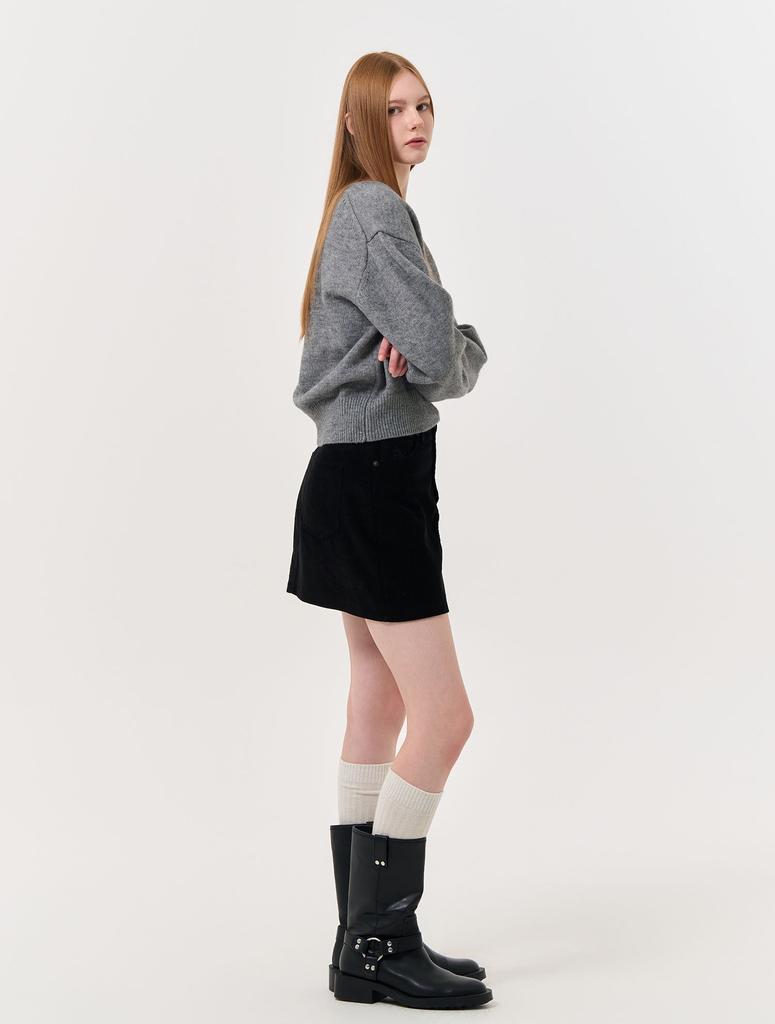 GENERALIDEA U-Neck Ribbon Knit Pullover [Grey] / Wbd4L05536