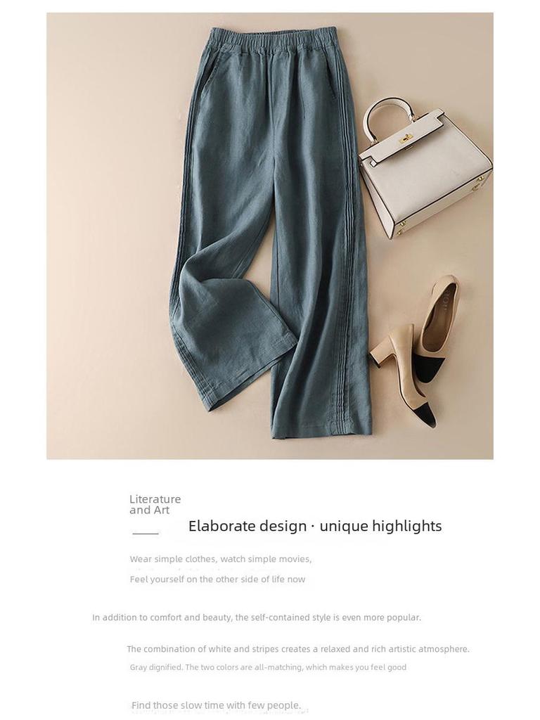 Women's Spring Summer Trousers with High Waist and Wide Legs Korean Style Light Casual Cut