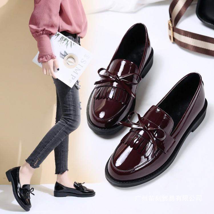 Small leather shoes, single shoes, loafers, spring flat bottom and one pedal, spring style, spring and autumn British style spring shoes