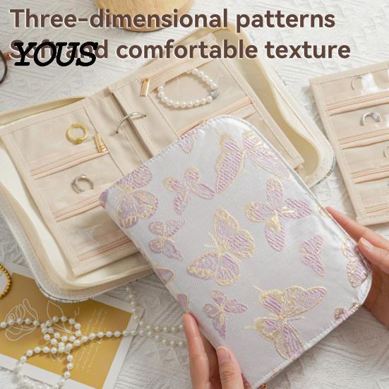 Removable Storage Pages Jewelry Organizer, with Zipper And Design, Portable Flexible Space Organizer Travel Bag for Necklaces Rings Earrings Bracelets