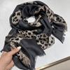Fringed Edge Silk Scarf Leopard Print Fringed Shawl New Leopard Print Scarf  Head Styling