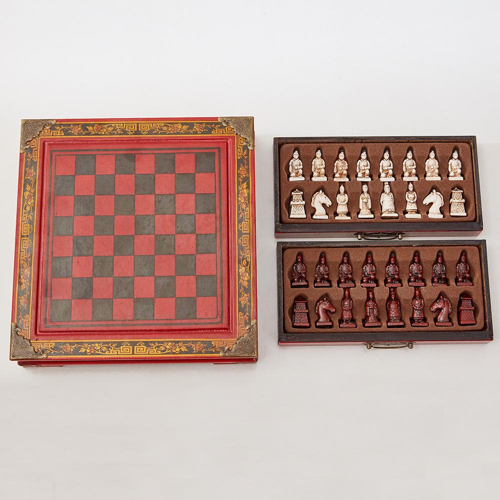 Antique Wooden Xi an Terracotta Army Chess Set with 3D Figurine Pieces 260×260
