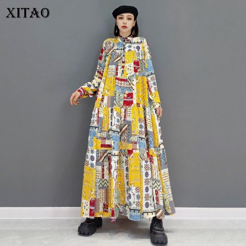 

XITAO платье с нерегулярным принтом, модное повседневное новое женское платье WMD2966