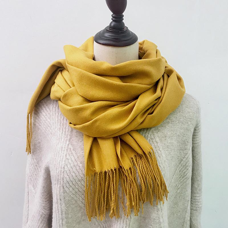 Solid Color Scarf for Women in Winter Korean Style Versatile Student Autumn and Winter Thickened Long Imitation Cashmere Red Men's Scarf Trendy