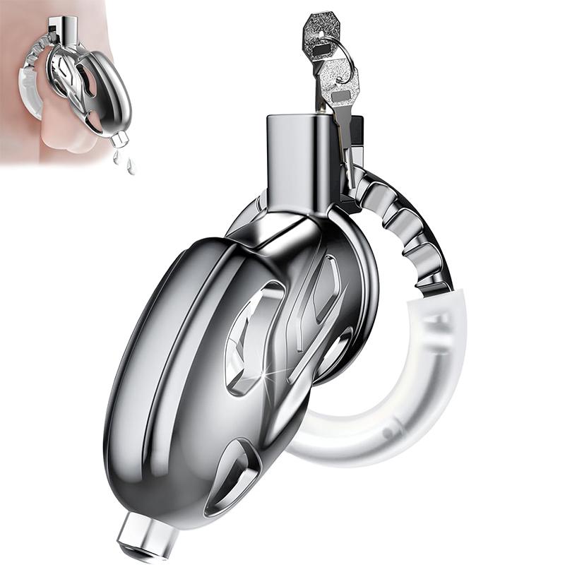 Keuschheitsgürtel für Männer mit Harnröhrenkatheter, Verstellbarer Metallkäfig gegen Fremdgehen, Paarspiel & Sissy-Training