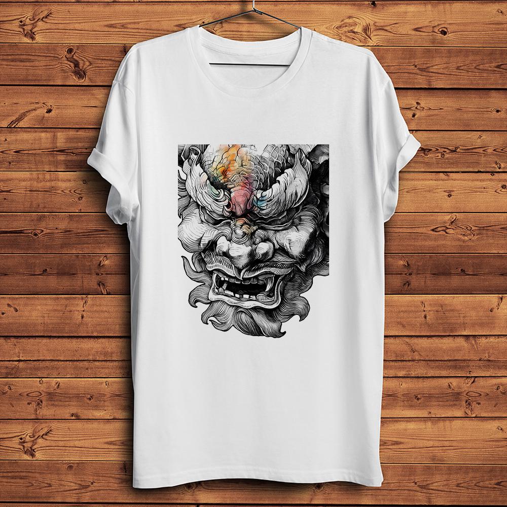Chinese Traditional Fierce Dragon Guardian Funny TshirtWhite Casual Short Sleeve TShirt Unisex TeeNocrack Breathable Print S