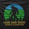 Sasquatch Bigfoot Hide and Seek World Champion Black Printed T-shirt 9032