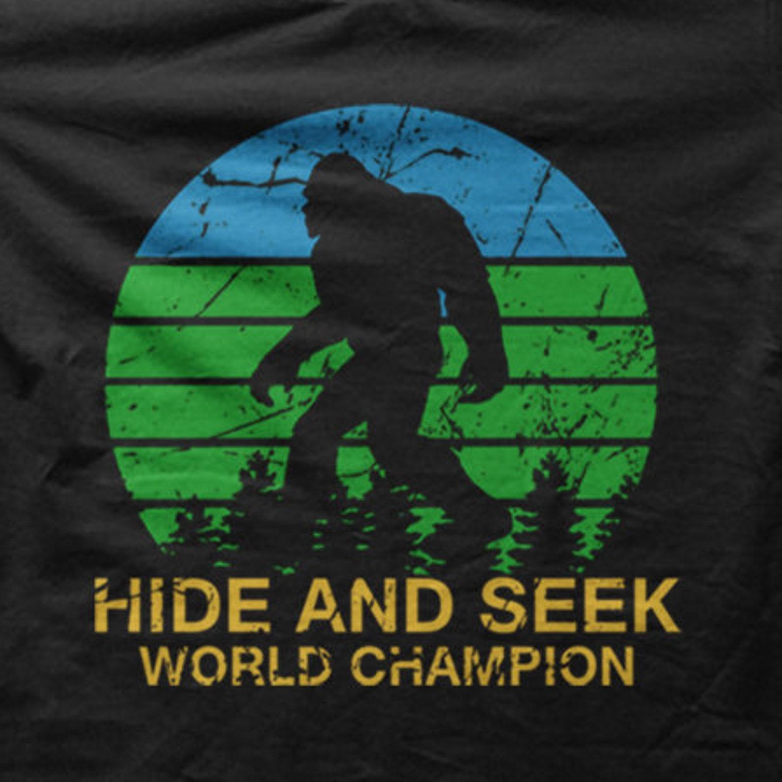 Sasquatch Bigfoot Hide and Seek world champion black printed t-shirt 9032 3XL