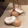 Fashion 2025 New Waterproof Indoor Street Wedges Slippers For Woman Winter Fluffy Shoes Warm Faux Fur Soft EVA Female Platform Slipper