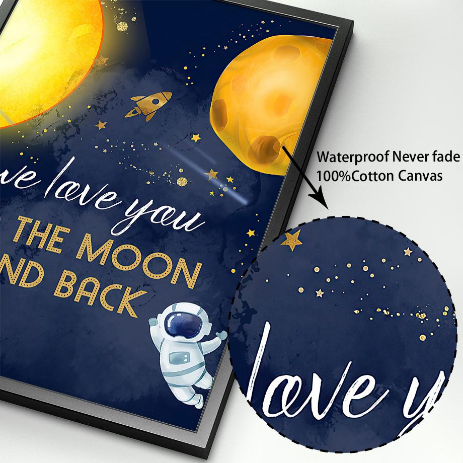 Custom Boy Name Space Rocket Astronaut Alphabet Nursery Wall Art Print Canvas Painting Nordic Poster Decor Pictures Kids Room