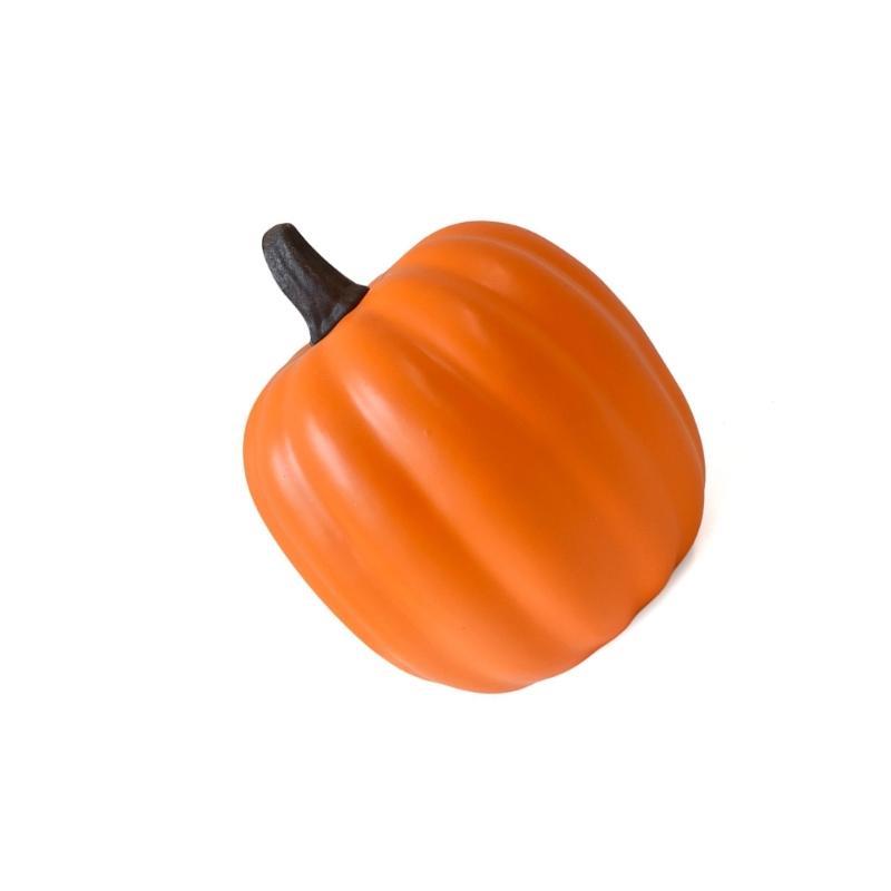 Celebratory Handcrafted Spume Pumpkin Decoration With Slanted Head And Mysterious Mood Lighting