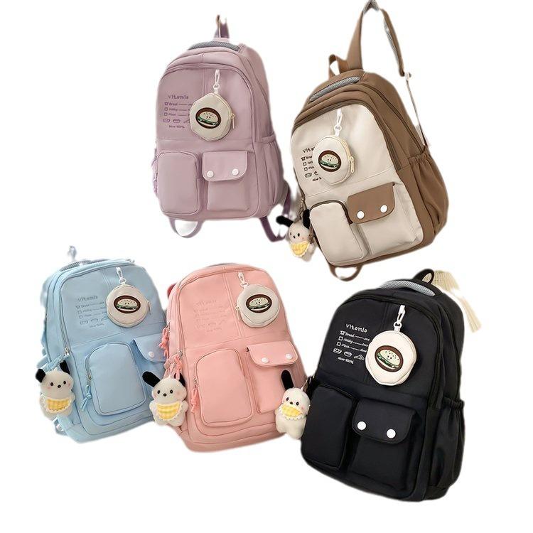 Schoolbag Korean version ins Japanese cute contrasting color versatile schoolbag junior high school high school student large capacity travel backpack