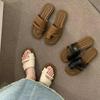 Retro toe slippers women's shoes spring and summer new simple skirt one pedal Roman sandals
