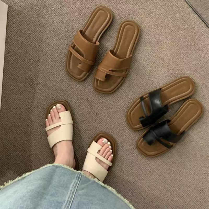 Retro Toe Slippers Women's Shoes Spring and Summer New Simple Skirt One Pedal Roman Sandals