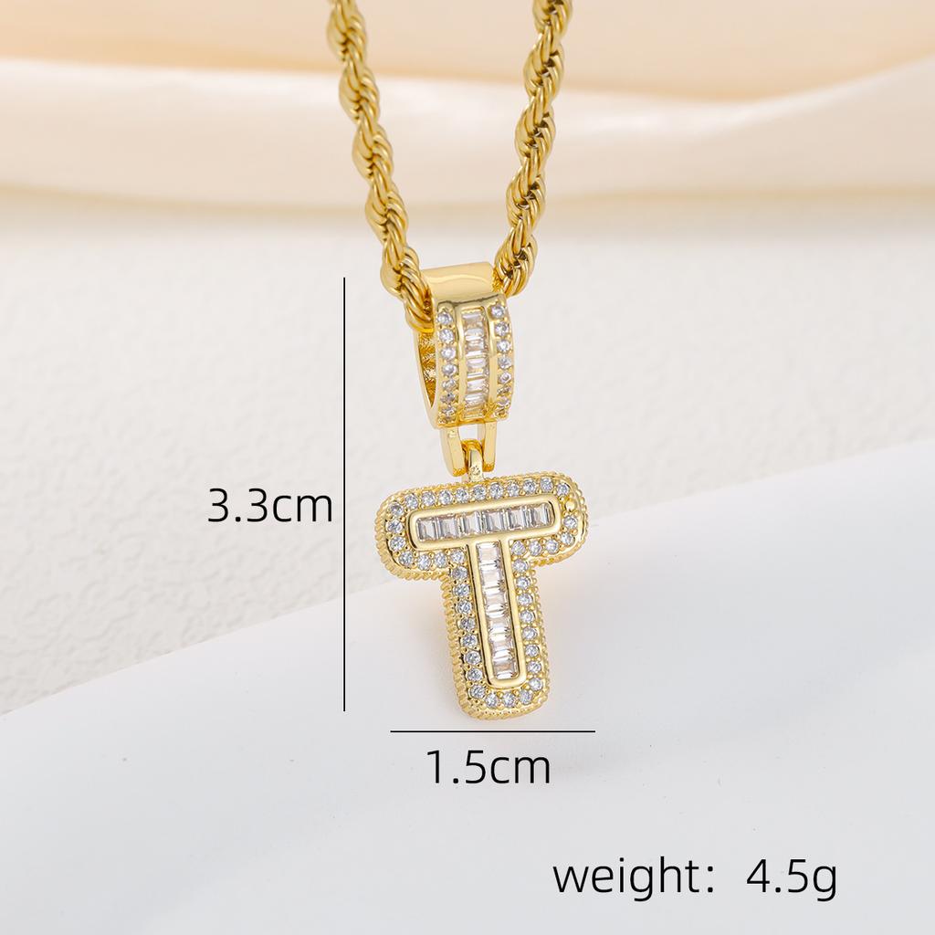 2025 New Initial Letter Necklace Women Men Cubic Zirconia Initial Pendant Necklace Rope Chain English A-Z Letter  Gift