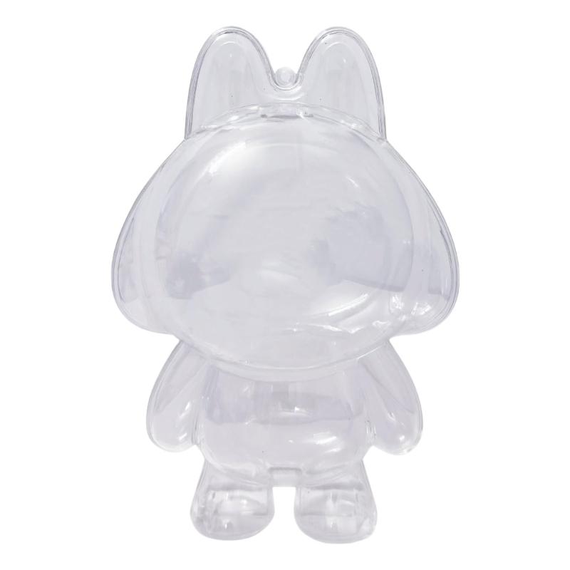 Clear Acrylic Figure Display Case With Silicone Chain Figure Carrying Case Protective Covers for Plush Doll Toy Figure